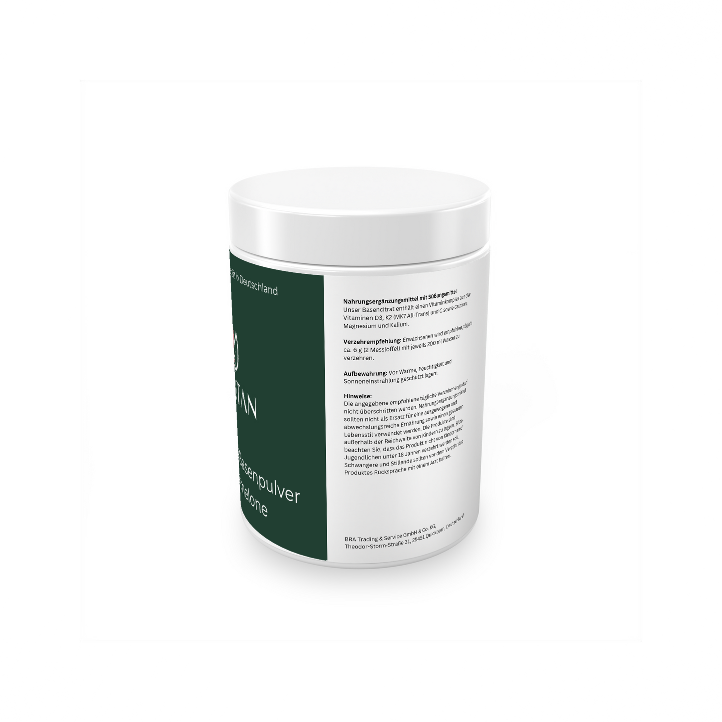 Basencitrat mit natürlichen Vitaminen, Magnesium  und Calcium - Geschmack: Wassermelone Basenpulver